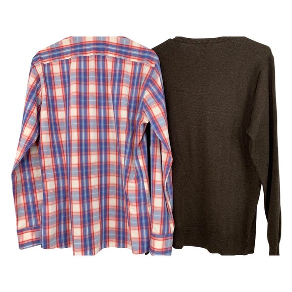 Lot Of Two Mens Medium Plaid Button-Up Shirt & Argyle Sweater 8878 - Picture 13 of 15